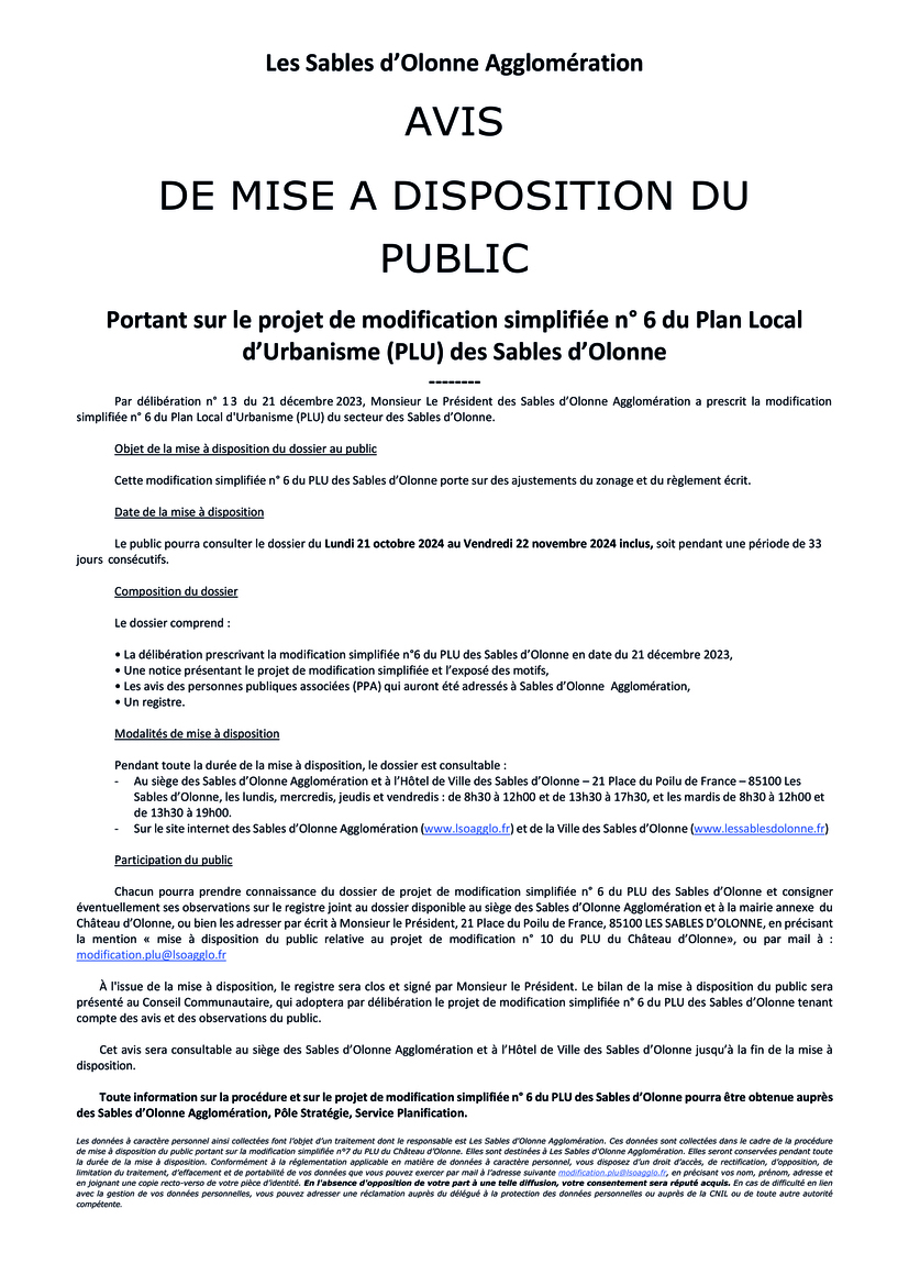 Avis mise à disposition